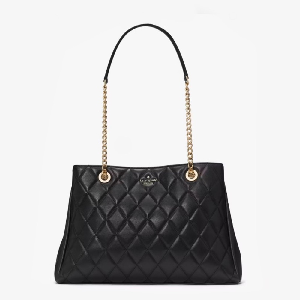 Kate Spade Carey Quilted Smooth Leather Tote Bag Black NWT